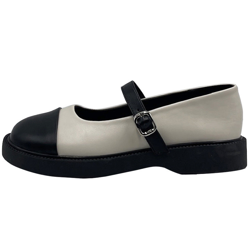 Women's Retro British Style Thick Sole High Leather Shoes