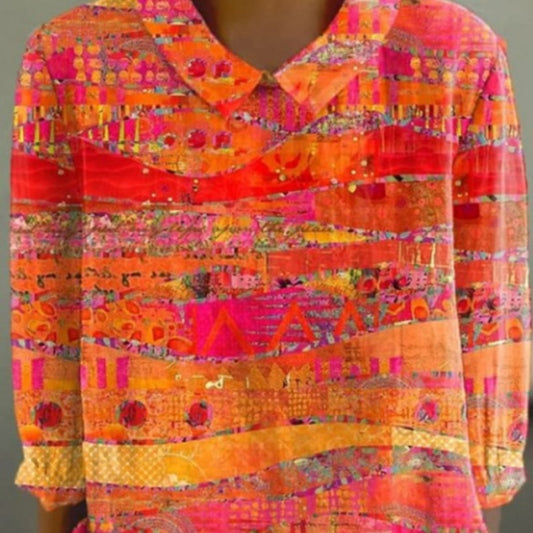 Loose Printed Crew Neck Casual Plus Size Pullover Women's Short Sleeve
