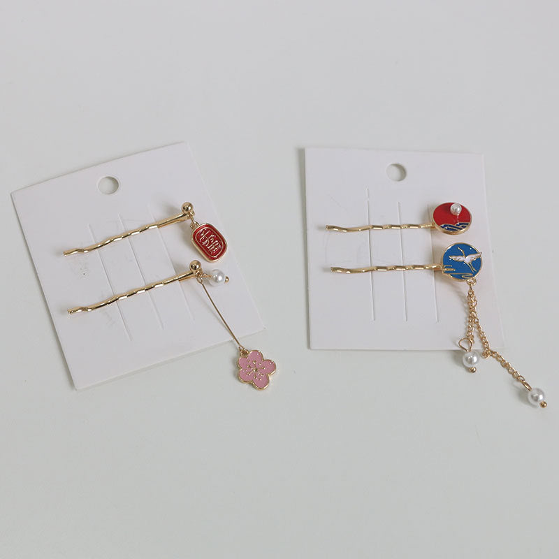 Japanese style girl jewelry rabbit pendant fan hairpin