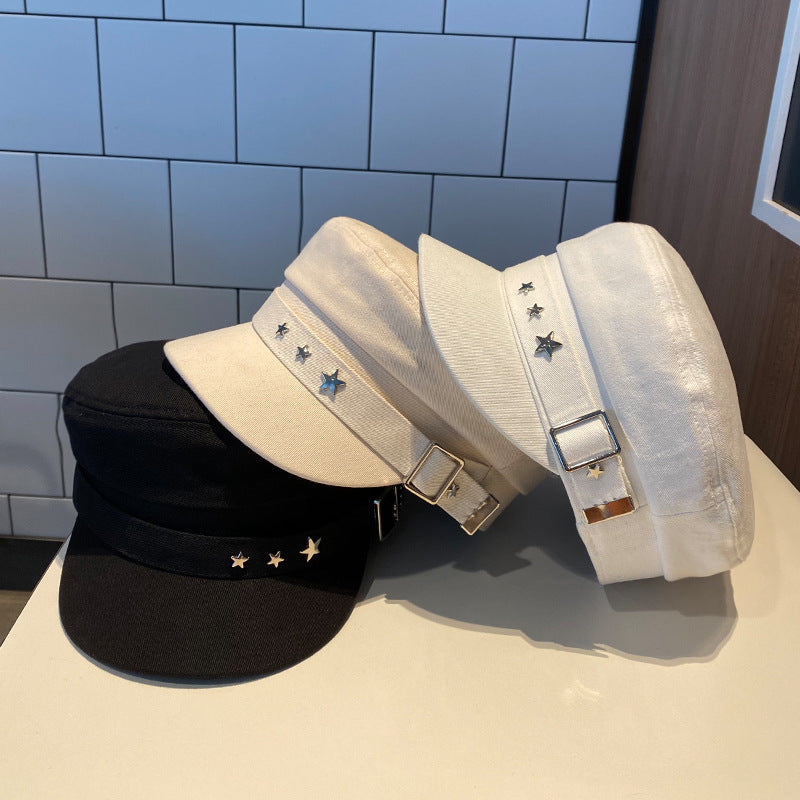 Black Star Hat Retro Beret