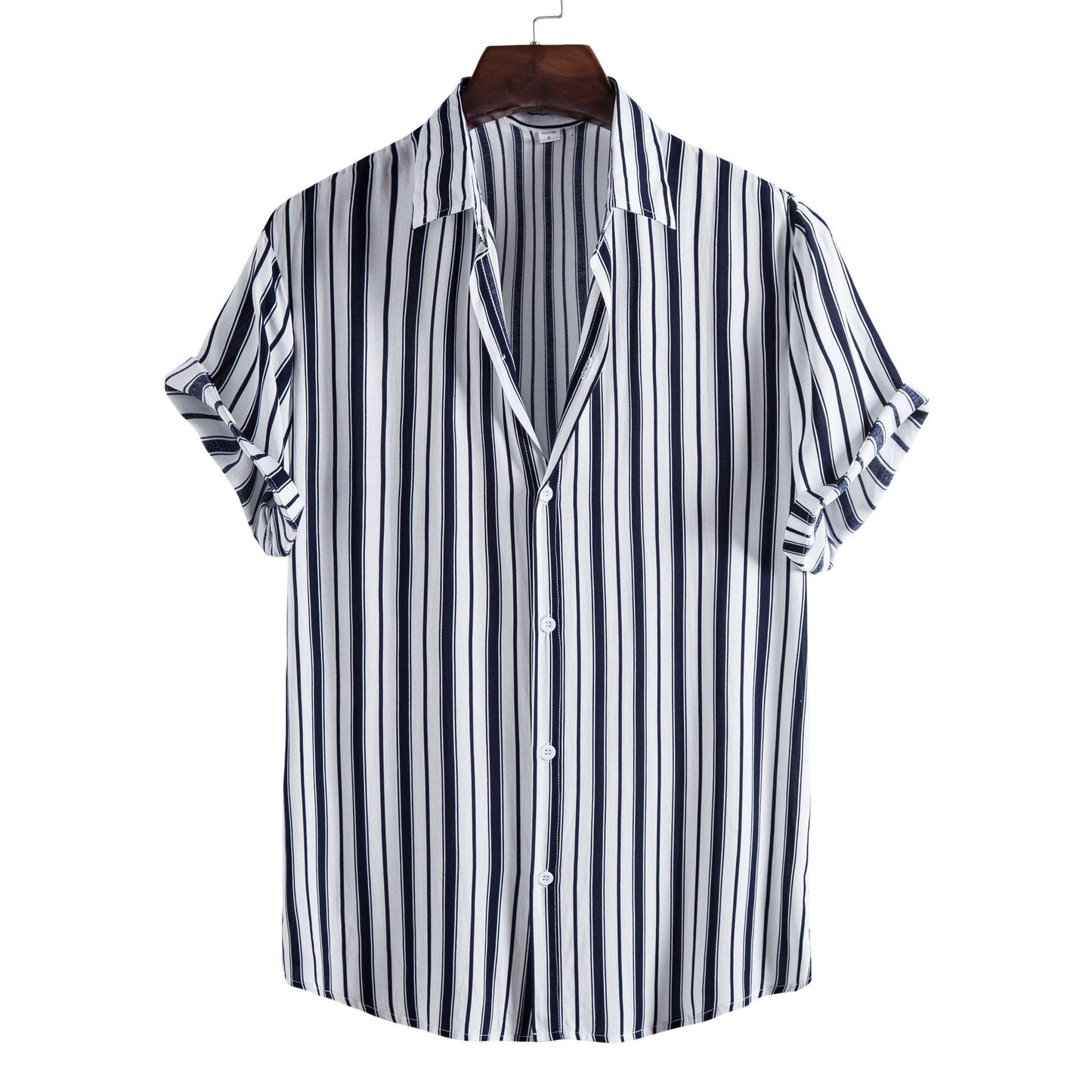 Lapel Cotton Slim-fit Printed Bamboo Shirt