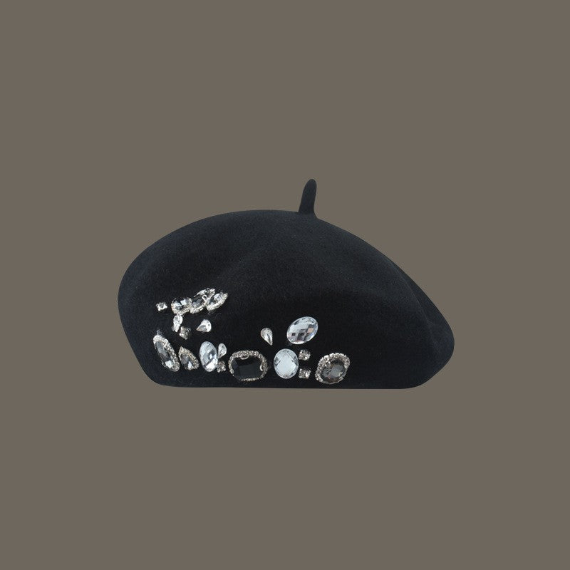 Hundred Take Show Face Small Wool Tweed Painter Pumpkin Hat