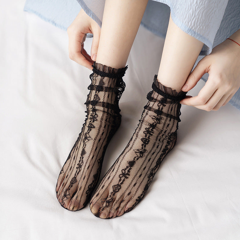 Vintage Mesh Lace Japanese Style Lace Long Socks