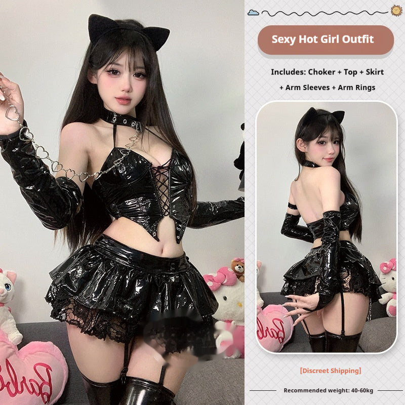 Uniformed Catgirl Leather Sexy Lingerie