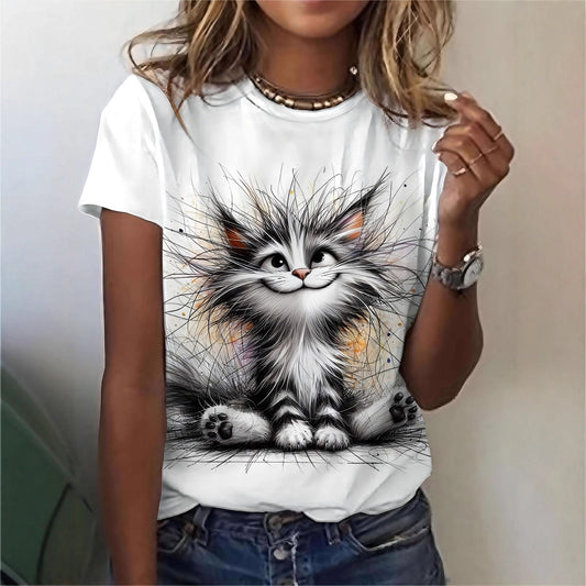 3D-printed Chic Casual Womens Short-sleeve Crewneck T-shirt