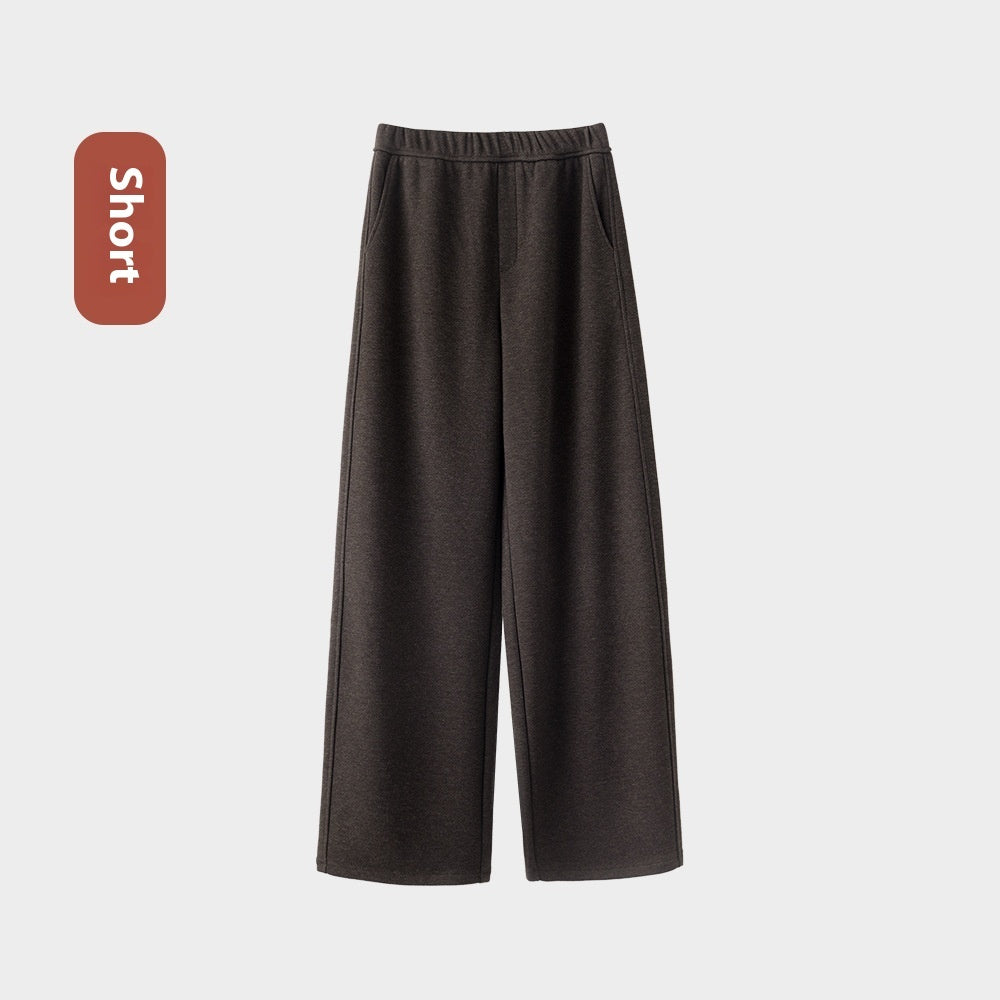 Autumn And Winter Straight Wool Heating Loose Slimming And Simple High Waist Casual Pants