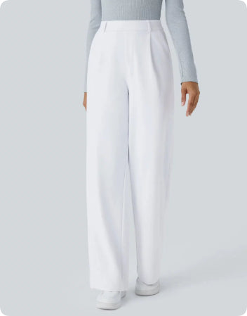 European And American High Waist Pocket Cropped Straight Pants