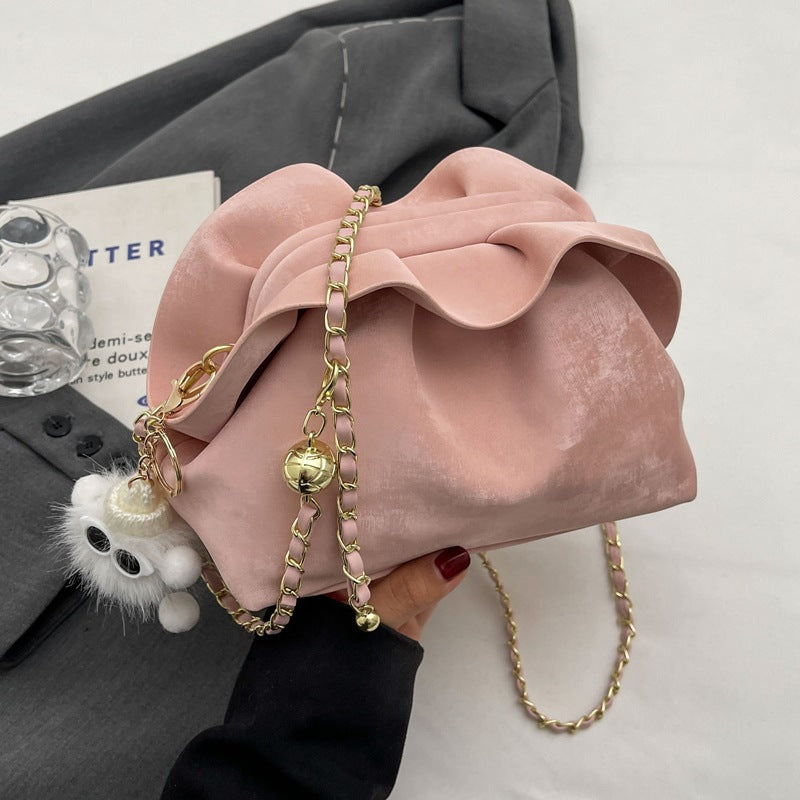 Cloud Trendy Pleated Chain Bag Clip Mouth Shoulder Messenger Bag Underarm Women's