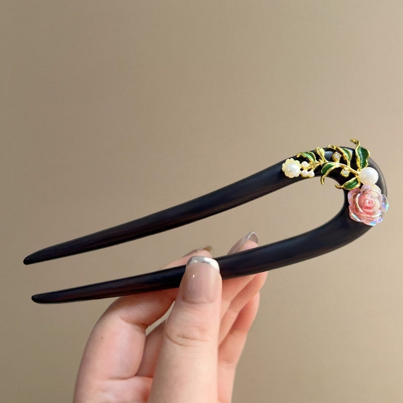 Classical Enamel Butterfly Hairpin New Chinese Style U-shaped