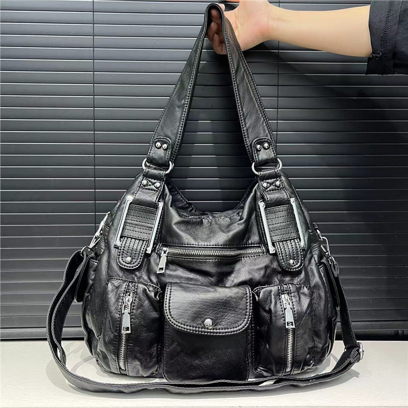 Women's Fashion Vintage Lychee Pattern Tote Messenger Bag