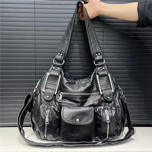 Women's Fashion Vintage Lychee Pattern Tote Messenger Bag