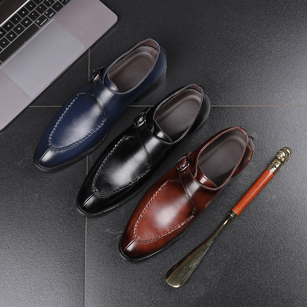 Men's leather toe cap British formal shoes