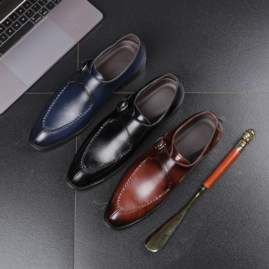 Men's leather toe cap British formal shoes
