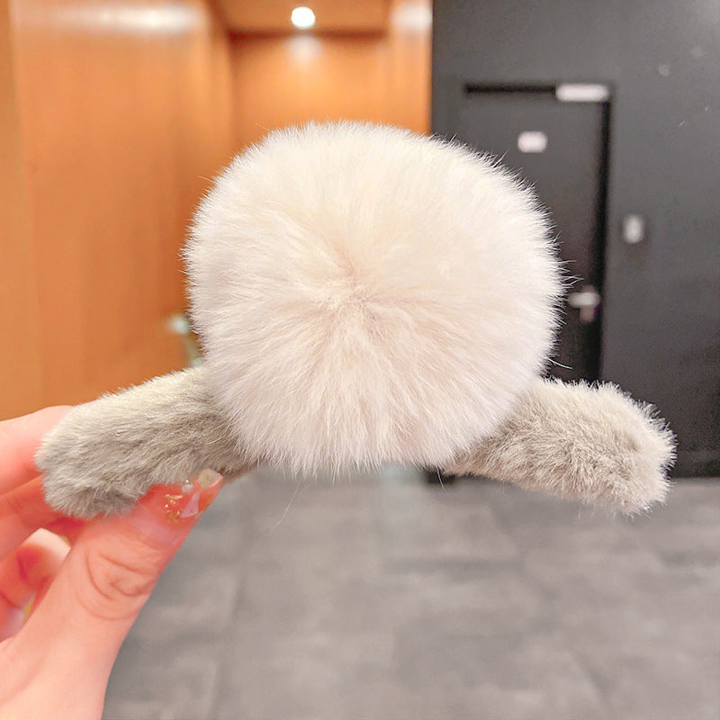 Cute Large Plush Ball Catch Clip Fashion Temperament