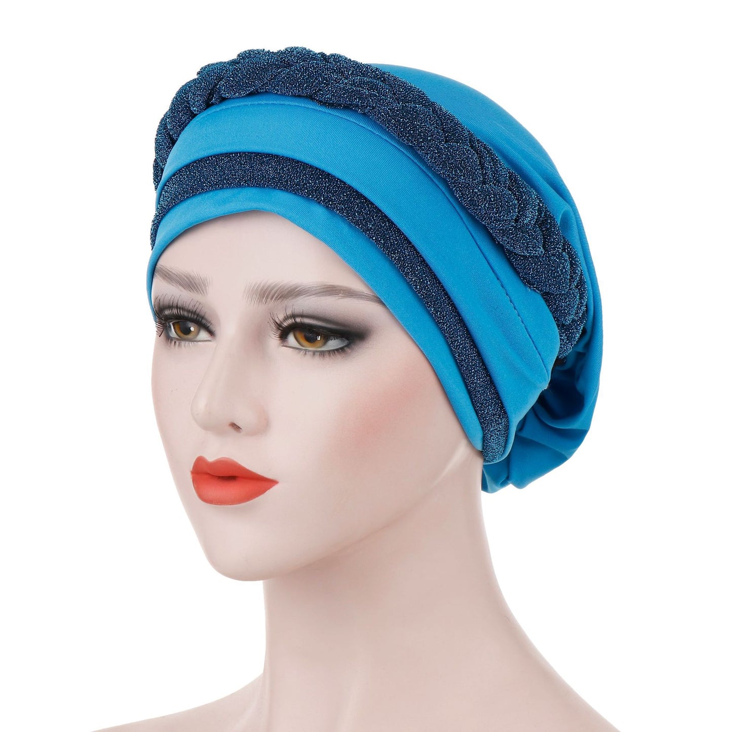 New Multi-color Crystal Hemp Three-layer Turban Hat