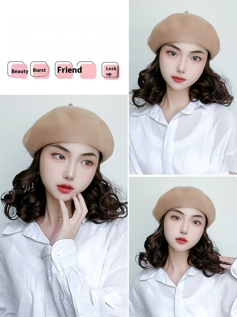 Women's Wig Hat Integrated Fashion Headgear