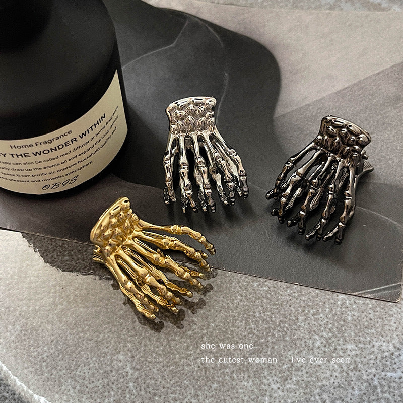 Metal Skeleton Skeleton Hand Small Jaw Clip Female Exaggerated Hair Accessory For Ponytail