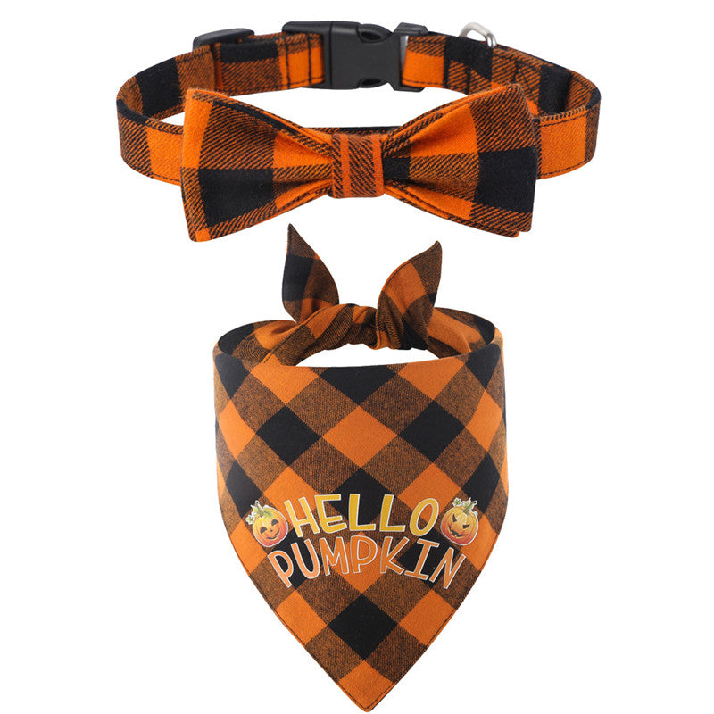 Dog Collar Bib Combination Pet Slobber Bow