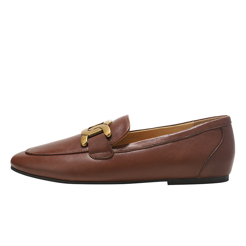 British Style Flat One-step Leather Shoes