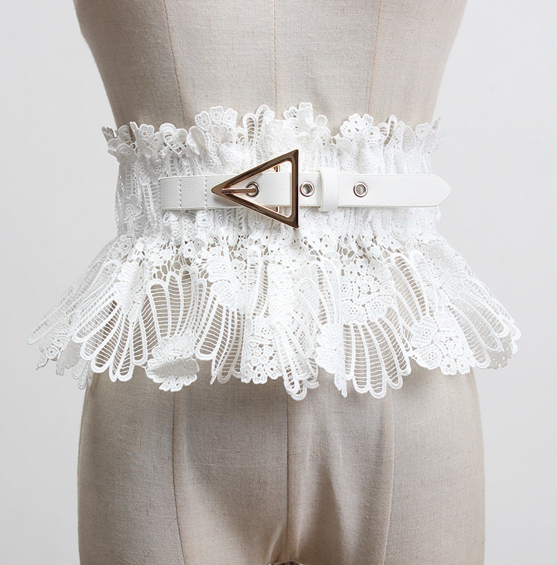 Lace Lace-up Waist Belt Waistband Women's Wide Band Skirt Lining