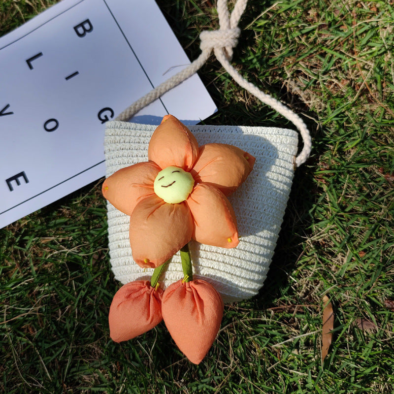 Grass Woven Bag For Children's Cute Crossbody