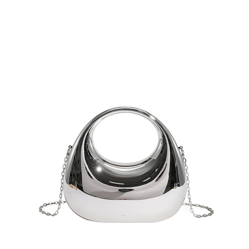 Womens Evening Handbag With A Moon-shaped Underarm Design  Acrylic Box Bag,