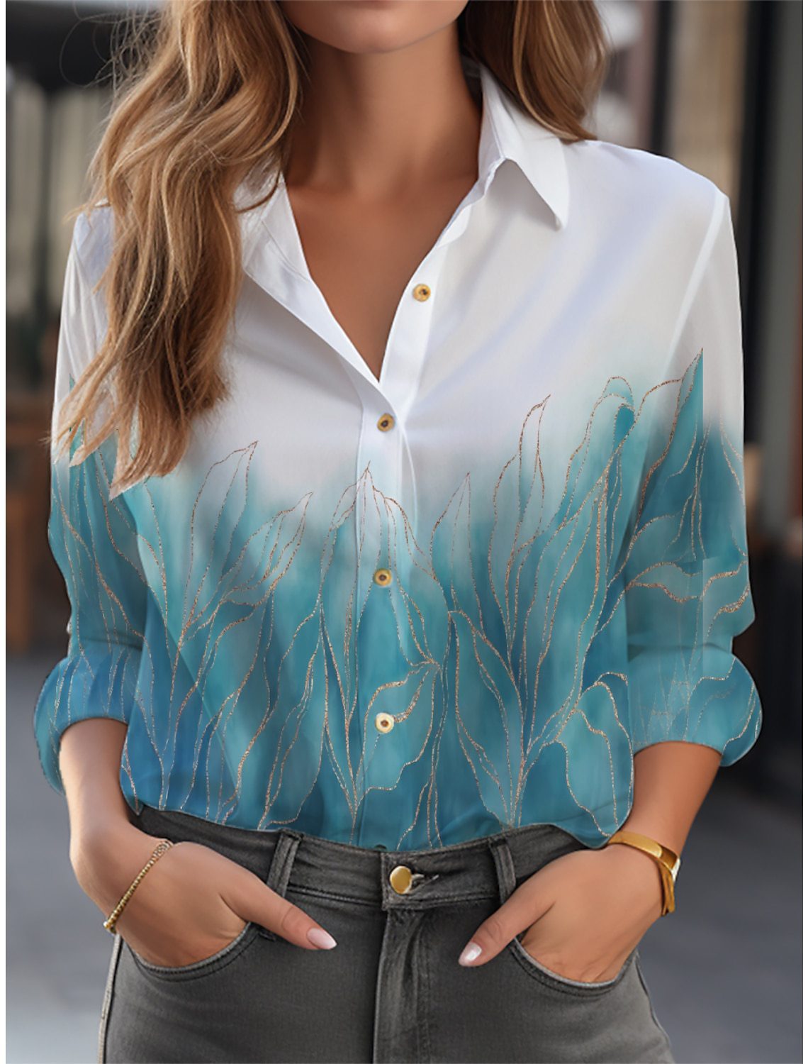 Women's Cardigan 3D Flower Print Long Sleeve Shirt