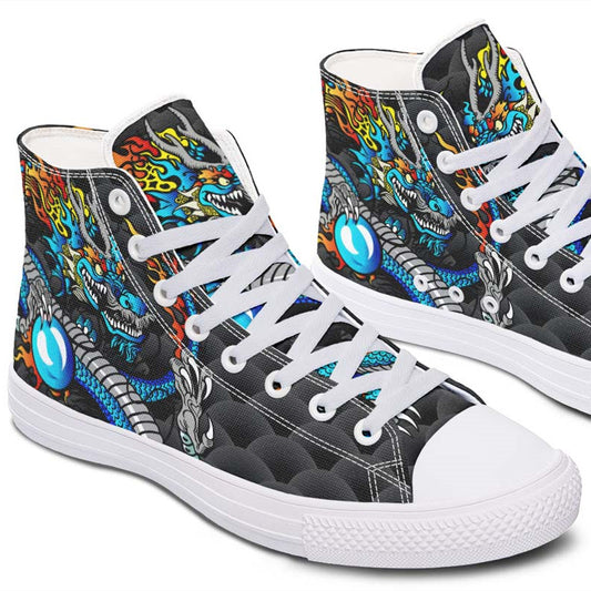 Men's And Women's Fashion Color Printing High-top Canvas Shoes