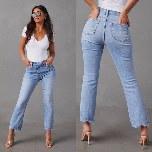 Moderigtige vaskede jeans til kvinder