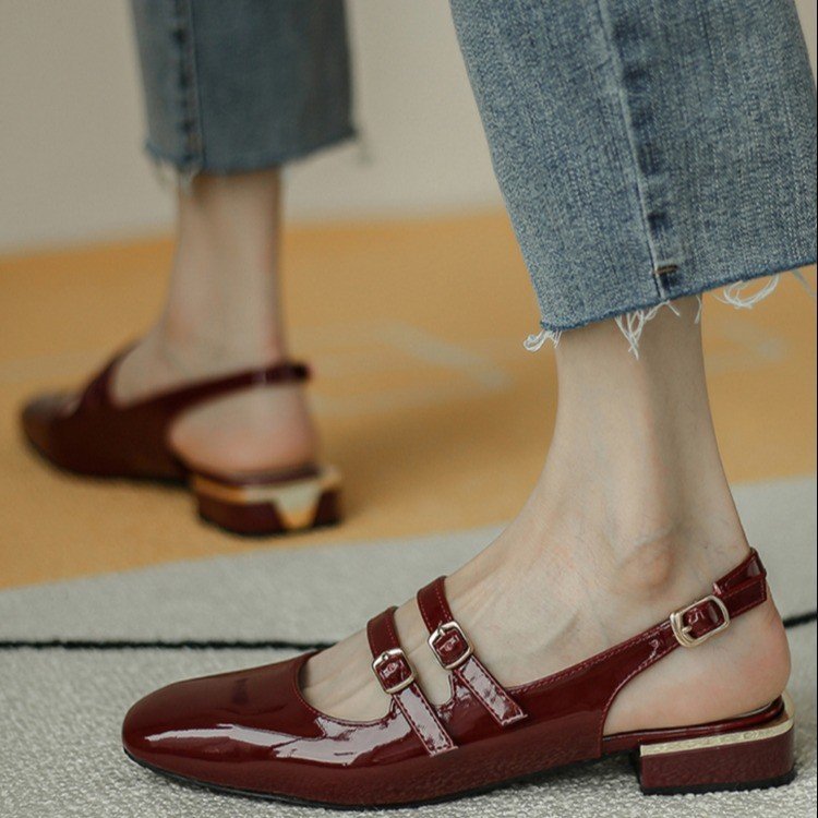 Women's Square-toe Low-block-heeled Closed-toe Pumps
