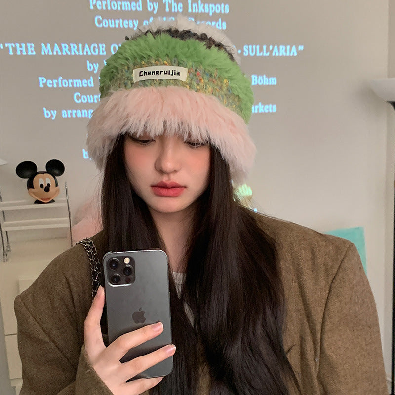New Autumnwinter Plush Knitted Hat For Women
