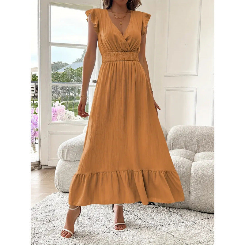 Women's Casual Versatile V-neck Short-sleeve Maxi Dress