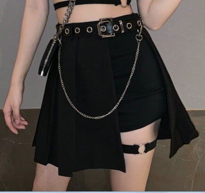 WLS Chain Decoration Irregular Skirt