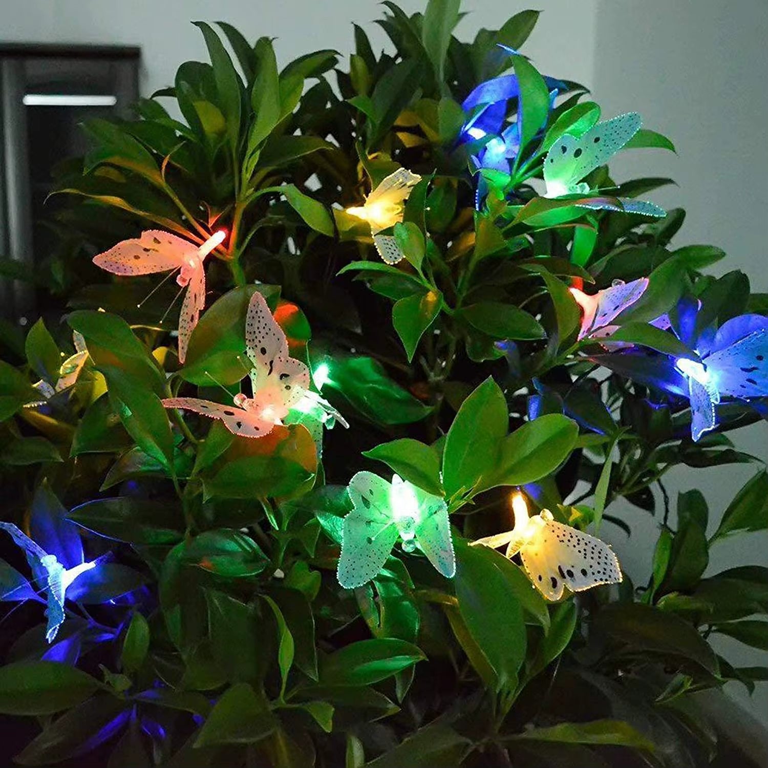 Outdoor Solar Fiber Optic Butterfly String Lights - 11.9Ft Waterproof LED Decor for Garden, Patio, and Party