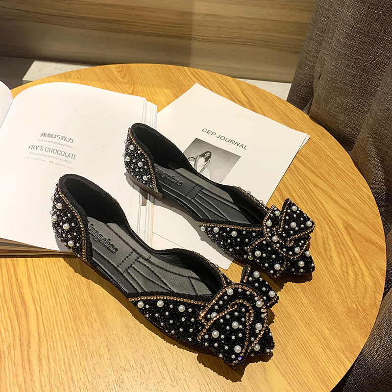 Women's Pearl Rhinestone Shallow Pointed Toe Shoes
