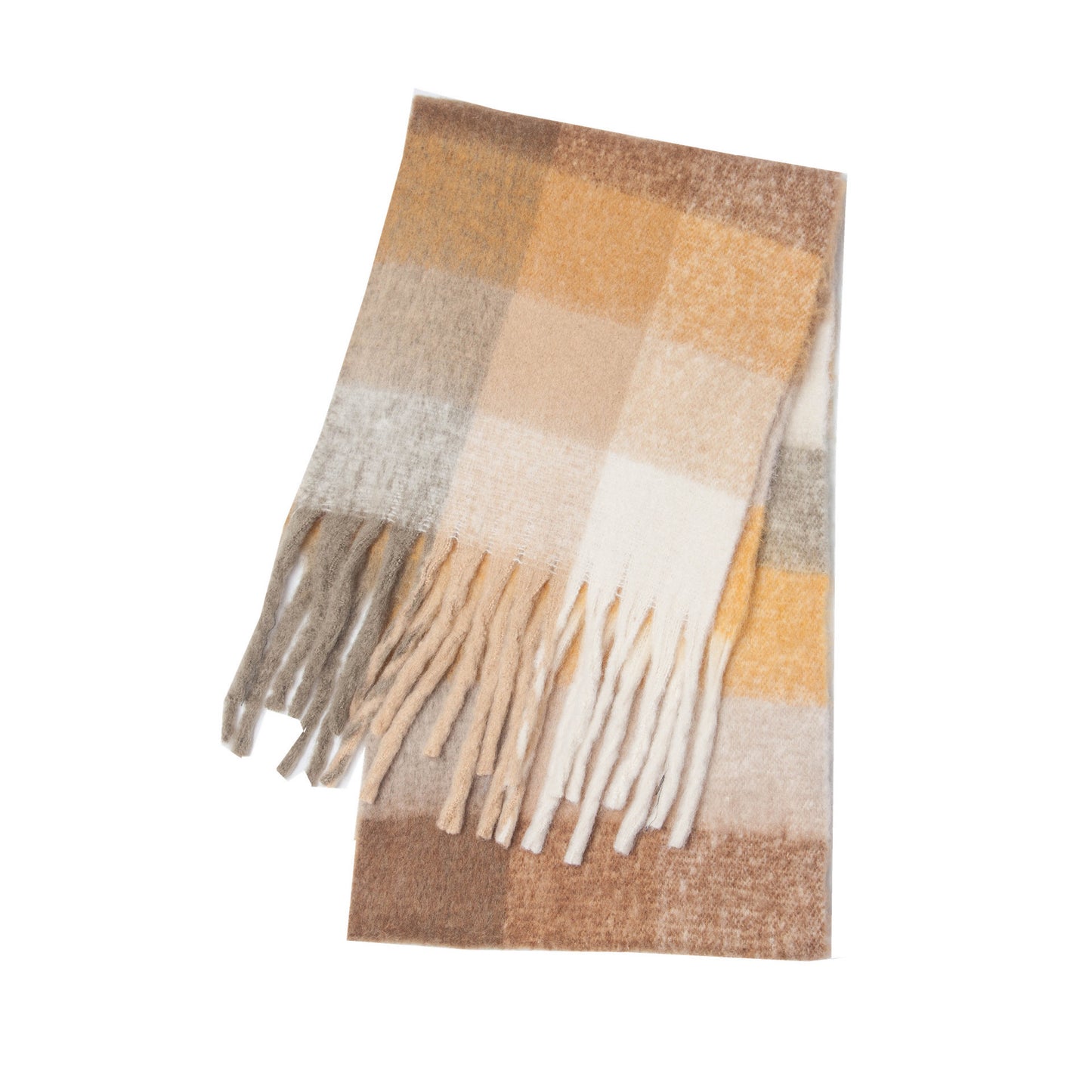 Women's Scarf Autumn And Winter New Thick Beard Color Four-grid