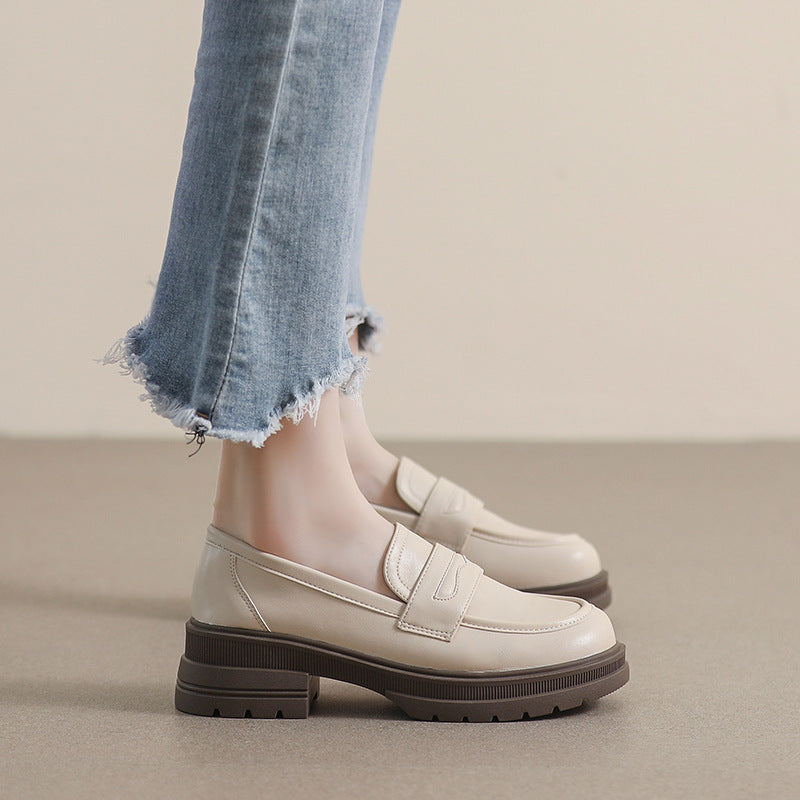 Vintage Leather Round Head Height Increased By Shoes
