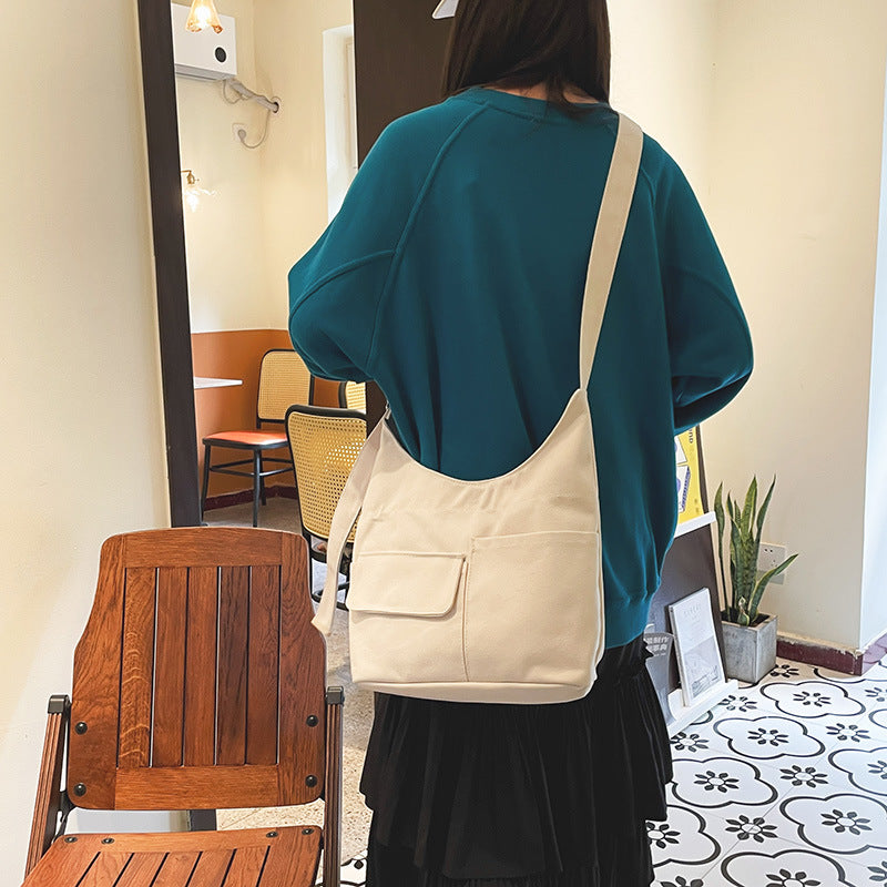 Multi Pocket Tote Canvas Bag High Capacity