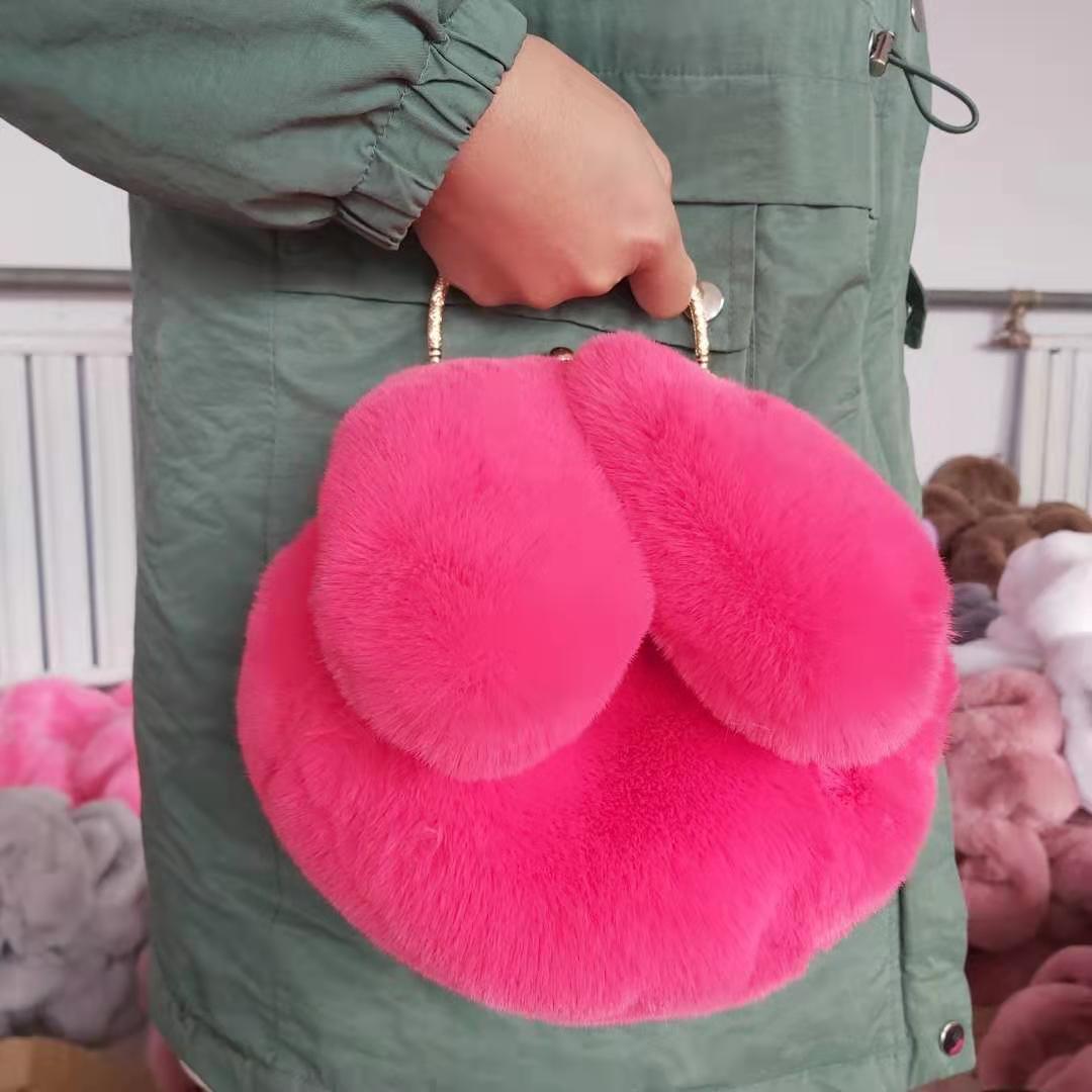 Fashion chain ear plush handbag