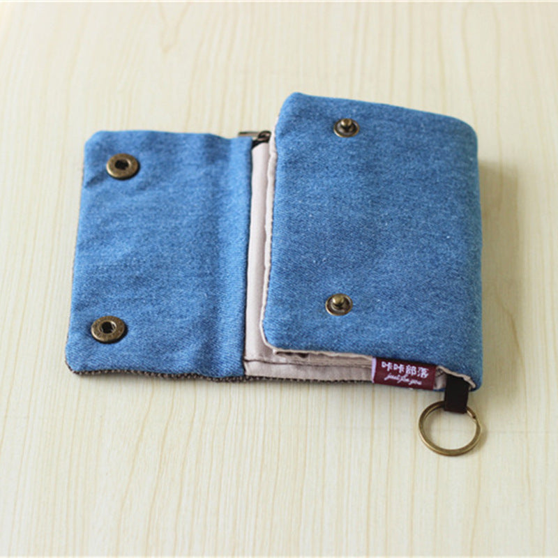 Creative Tri-fold Denim Canvas Wallet Simple Men And Women Can Use Card Holder