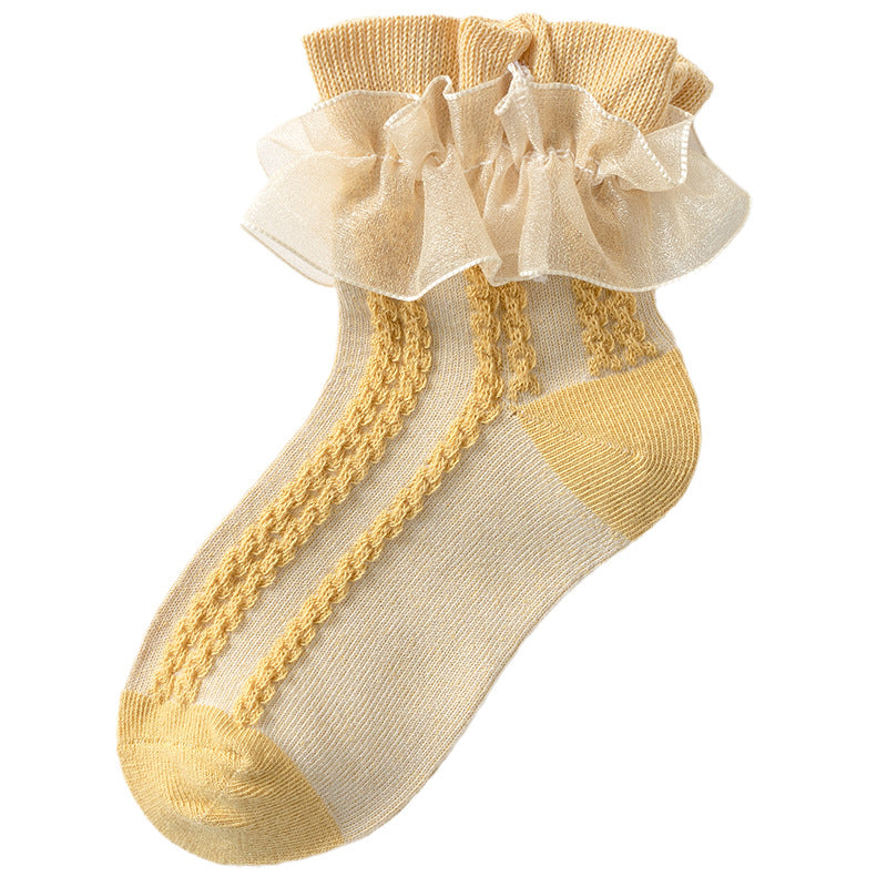 Girls' Double Layer Lace Socks Spring Autumn Winter