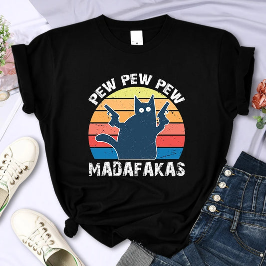 Europæisk og Amerikansk Digitalprint Casual Rundhalset T-shirt