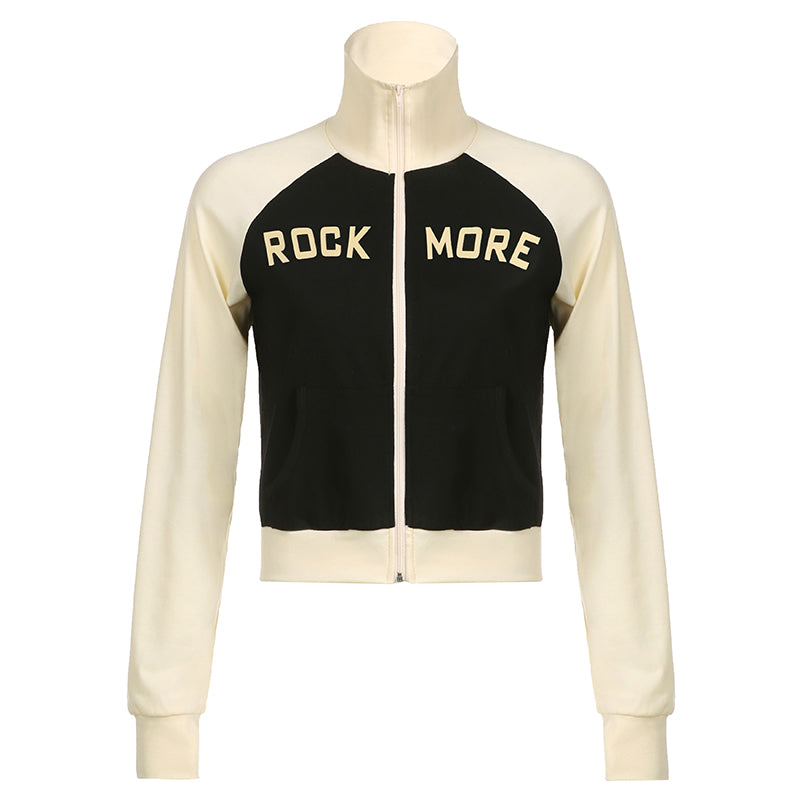 Zip Raglan Sleeve Pocket Contrast Top