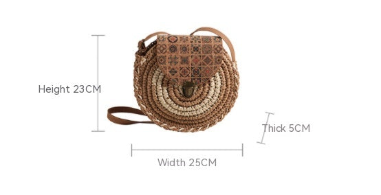 Seaside Holiday Small Crossbody Round Bag Round Cake Straw Bag
