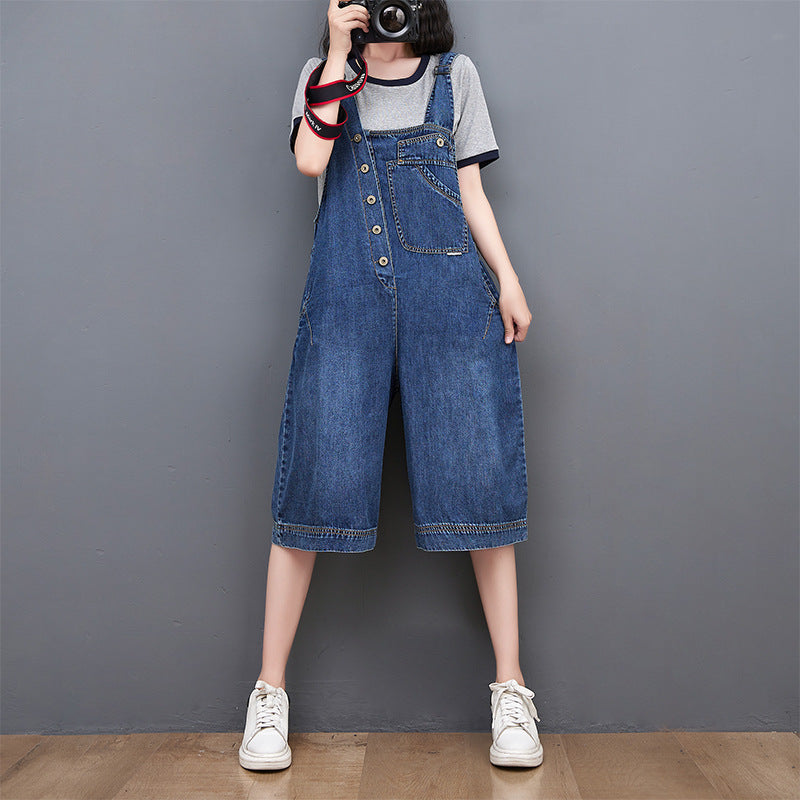 New Large Size Denim Overalls Loose And Slim