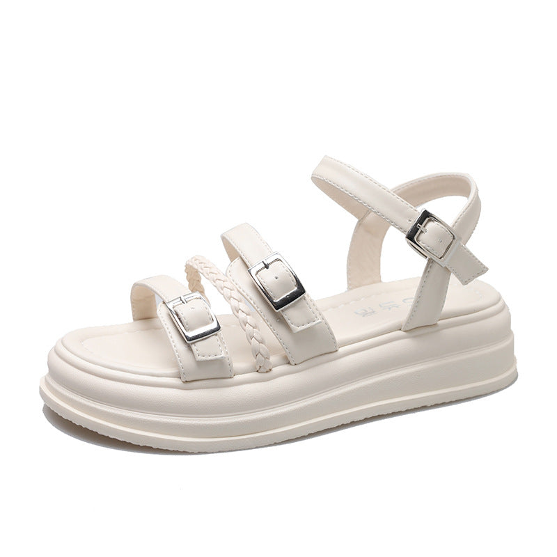 Pure Color All-matching Round Toe Strap Sandals Women's Factory Direct Supply Spring And Summer New Taizhou Fashion Temperament