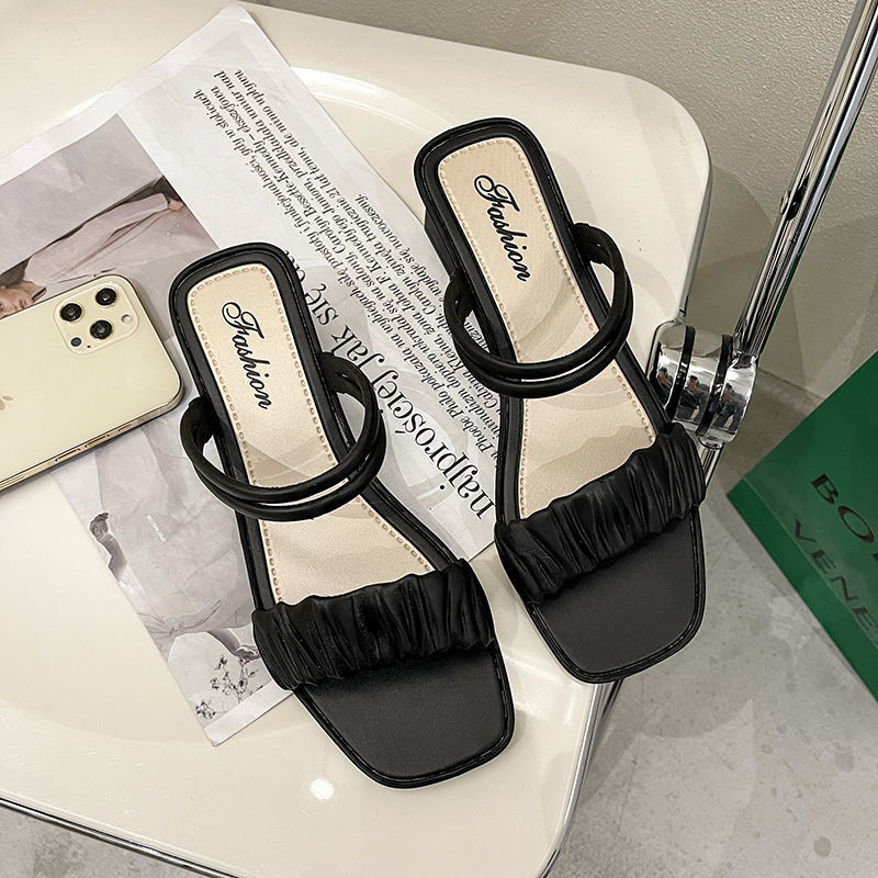 Summer Ladies Sandals Fashion All Match Thick Soled Two Wear Half Drag