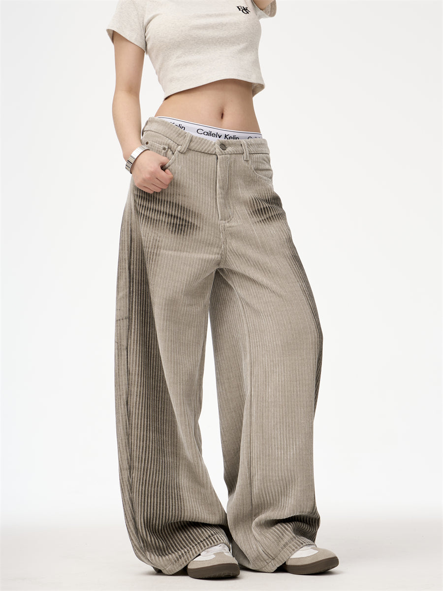 Corduroy Casual Straight Simple Wide Leg Dirty Pants