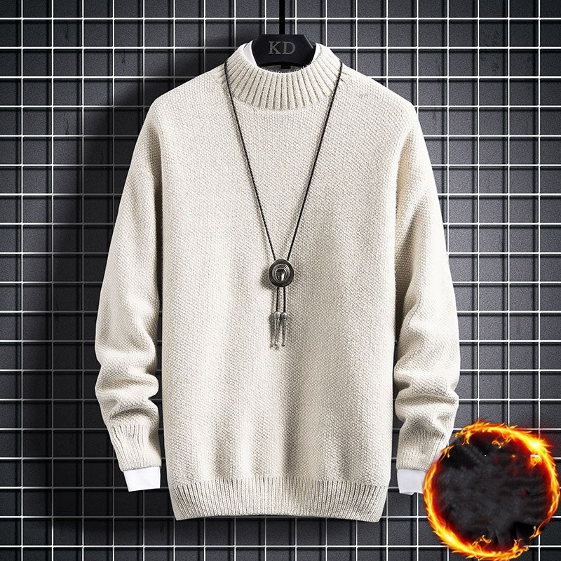 Vinter Plus Fleece Tyknet Studerende Mellemhøj Krave Varm Underdel Sweater