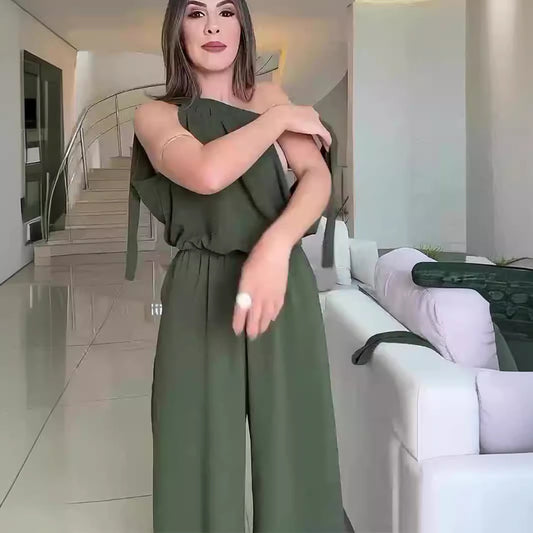 Jumpsuit Backless Lace-up Wide-leg Pants